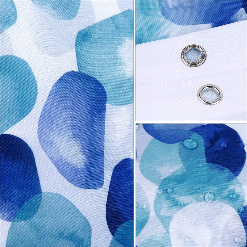 ARICHOMY Shower Curtain, Polyester Farmhouse Shower Curtain Set Bathroom Fabric Fall Curtains Waterproof Colorful Funny with Standard Size 72 by 72 (Blue) - Image 2